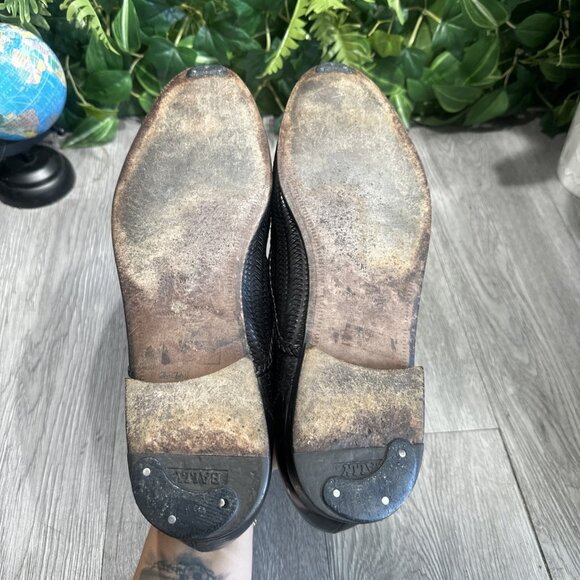 Bally Mens Loafers Tassel dark Black Woven Leather US 11 M - Picture 7 of 11